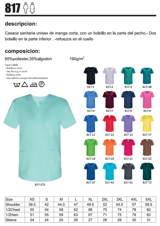 CASACA SANITARIA UNISEX 817 C - MISEMIYA Uniformes de Trabajo