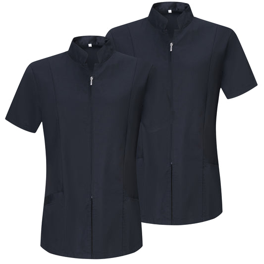 Pack 2 Unidades - CASACA MUJER CIERRE CREMALLERA MANGA CORTA UNIFORME DOCTORA UNIFORME- Ref.829