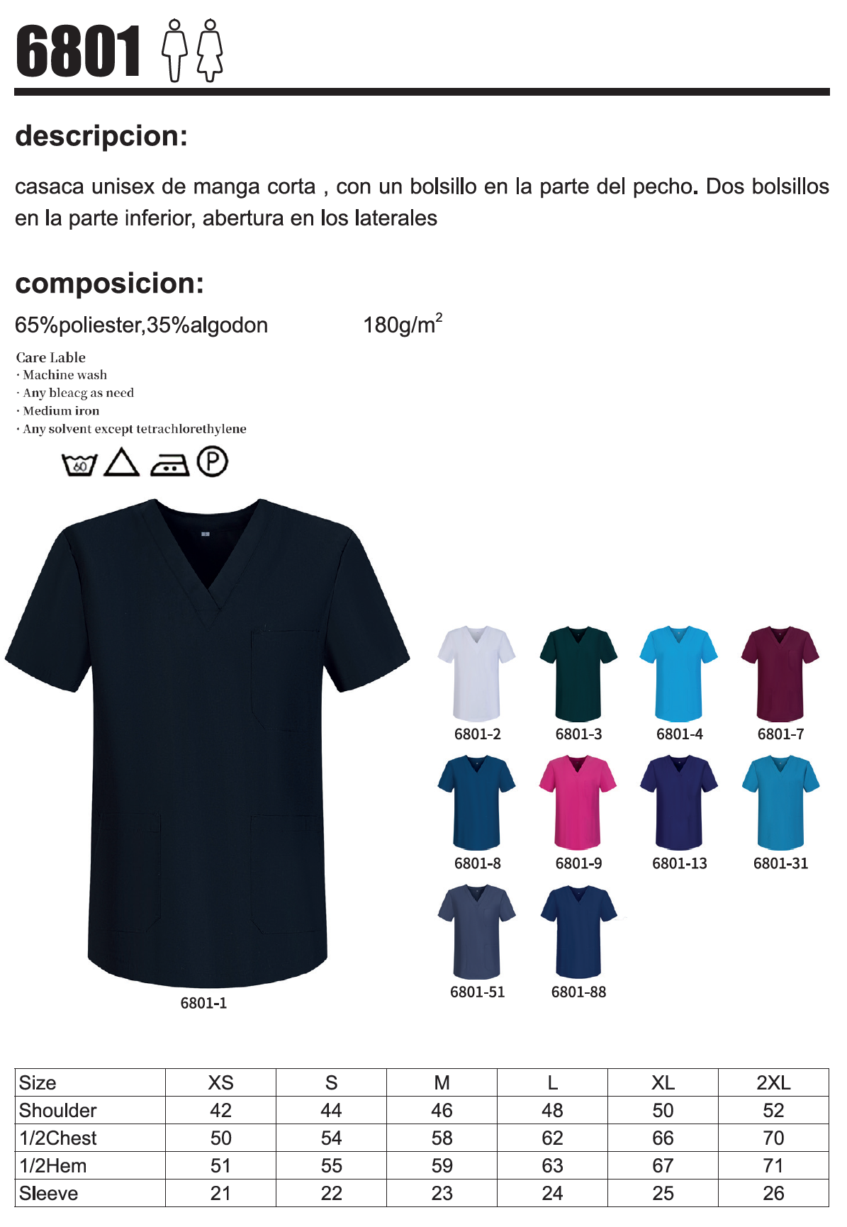 CASACA SANITARIA UNISEX 6801 - MISEMIYA Uniformes de Trabajo