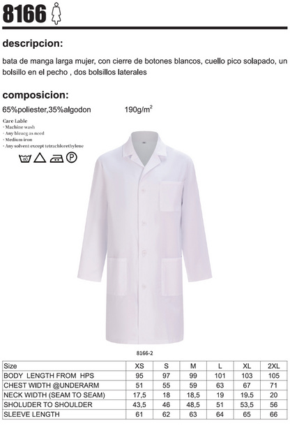Bata Laboratorio Larga para Mujer 8166 - MISEMIYA Uniformes de Trabajo