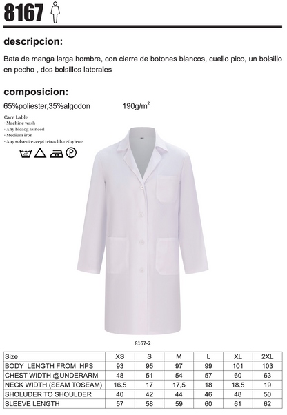 Bata Laboratorio Unisex Manga Larga 8167 - MISEMIYA Uniformes de Trabajo